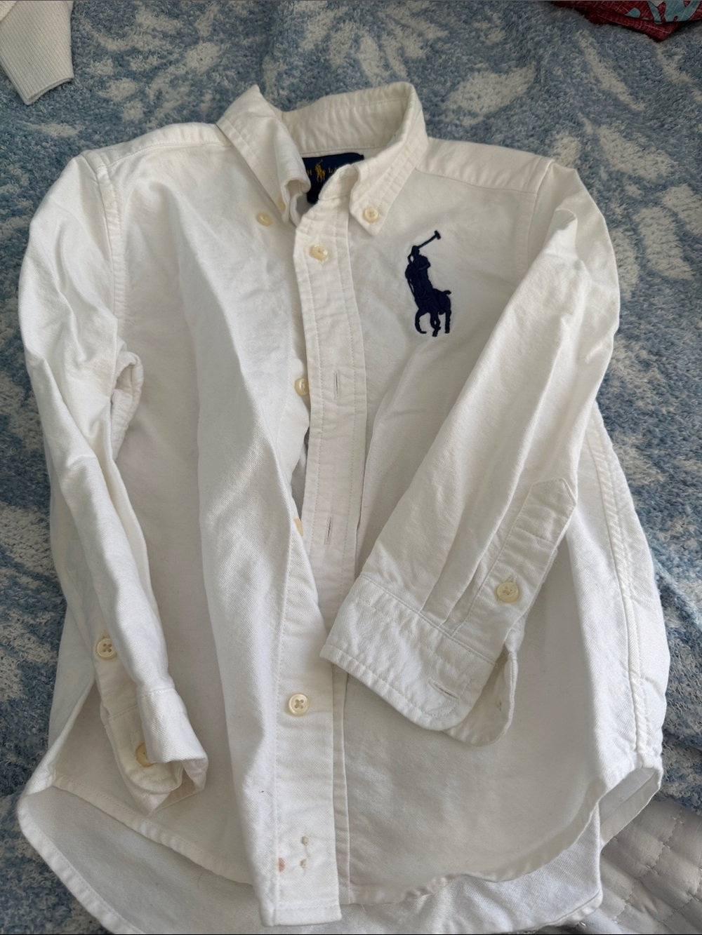 Ralph Lauren White Button-Down Oxford Shirt with Navy Pony